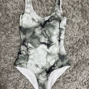 shein marble print one piece swimsuit